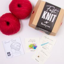 Kit DIY tricot - Fast Knit bonnet Tromso rouge sans aiguille - Tricotez-moi - Mondial Tissus