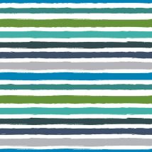 Tissu douilletteimprimé rayures colorées bleu - Mondial Tissus