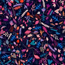 Tissu popeline de viscose Dashwood motifs fleurs fantaisies noir - Dashwood Studio - Mondial Tissus