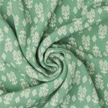 Coupon 3m crêpe de viscose imprimé indien vert - Promod Couture - Promod Couture - Mondial Tissus