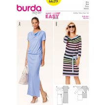 Patron Burda 6639 Robe jersey du 36 au 46 - Burda - Mondial Tissus