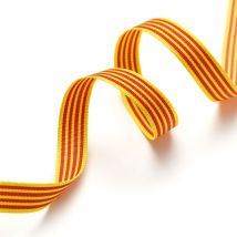 Ruban orange et rouge à rayures - Mondial Tissus