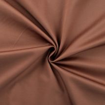 Toile coton chino stretch unie marron cognac - Mondial Tissus