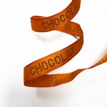 Ruban laitonné Chocolat fond rouge/orange 16mm