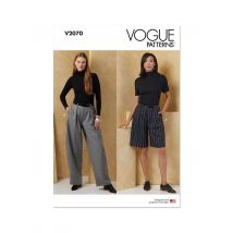 Patron Vogue V2070B5 Femme Pantalon ou short ample 36 au 44 - Vogue - Mondial Tissus