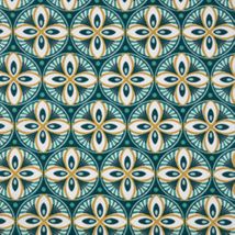 Tissu cretonne enduite Livy paon moutarde - DOMOTEX - Mondial Tissus