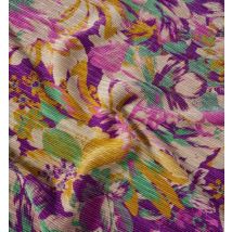 Maille mini plissé fleurie lurex violette - Promod Couture