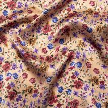 Tissu satin de soie pêche imprimé champêtre fait en Italie - Mondial Tissus