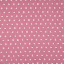 Tissu popeline coton à motifs étoiles rose pale - Mondial Tissus