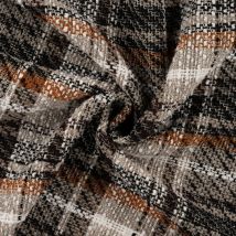 Tissu tweed effet chenille tartan noir - Mondial Tissus