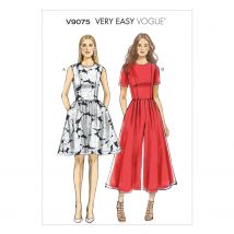 Patron Vogue 9075A5 robe et combinaison pantacourt femme - du 34 au 42 - Vogue - Mondial Tissus