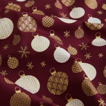 Tissu de Noël boules dorées - Mondial Tissus