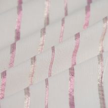 Tissu voile de coton rayures brillantes écru - Mondial Tissus