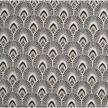 Jacquard ecailles noir or - Mondial Tissus