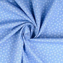 Tissu popeline coton mini ancres bleu jean
