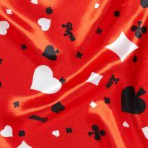 Tissu satin motifs cartes - Mondial Tissus