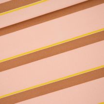 Tissu gabardine coton rayures terracotta fond nacré - See You At Six - See You at Six - Mondial Tissus