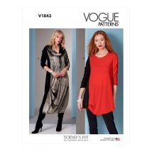 Patron Vogue 1843OS - robe et tunique ample avec manches froncées du 36 au 52 - Vogue - Mondial Tissus