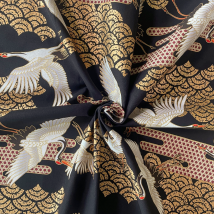Tissu japonais vol d'oiseaux doré et noir - NAKA - Naka - Mondial Tissus