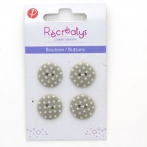 Carte de 4 boutons 2 trous 14 mm pois beige foncé - Récréatys - Mondial Tissus