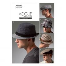 Patron Vogue 8869OSZ chapeaux homme trilby, casquette & bob - de 57 à 62 cm - Vogue - Mondial Tissus