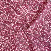 Tissu cretonne coton blanche motif ethnique indien violet