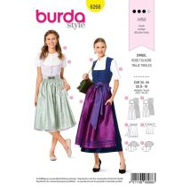 Patron Burda 6268 Robe et blouse tyrolienne pour femmes du 36 au 46 - Burda - Mondial Tissus