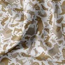 Tissu cretonne imprimé amis de la jungle écru - DOMOTEX - Mondial Tissus