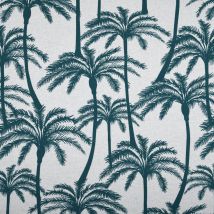 Tissu bachette enduit linenlook palmier canard - Mondial Tissus