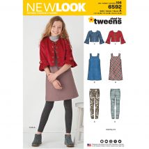 Patron New Look 6592 - ensemble pour fille veste filet, robe, legging - Newlook - Mondial Tissus