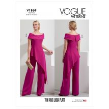 Patron Vogue 1869F5 - ensemble de soirée avec top épaules nues et bas asymétrique + pantalon large du 44 au 52 - Vogue - Mondial Tissus