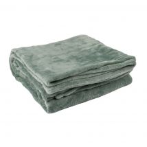 Plaid flanelle kaki 125x150cm - MT - Mondial Tissus