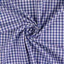 Tissu coton Vichy carreaux bleu - Mondial Tissus