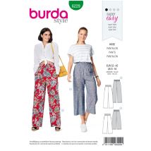 Patron Burda 6229 Pantalon femme et pantacourt à coulisse élastique jambes amples - du 32 au 42 - Burda - Mondial Tissus