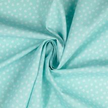 Tissu popeline coton mini ancres turquoise