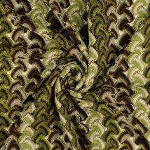 Tissu dentelle crochet vagues seventies vert - Mondial Tissus