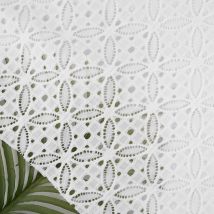 Tissu dentelle polyamide élasthanne rosace blanc - Mondial Tissus