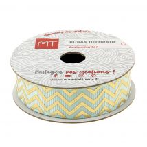 Bobine ruban gros grain zigzags dorés 16 mm X 4m MT - MT - Mondial Tissus