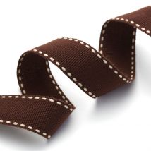 Ruban surpiqué marron 20 mm - Frou Frou - Mondial Tissus