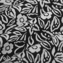 Tissu jacquard flotess noir blanc - Mondial Tissus