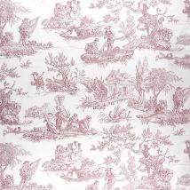 Tissu coton toile de Jouy romantique rouge - Mondial Tissus