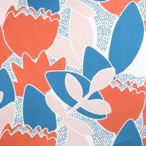 Toile à drap motifs fleurs rose et orange - Mondial Tissus