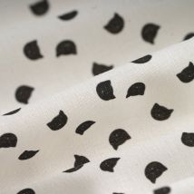 Tissu cretonne petit Chat noir blanc - MT - Mondial Tissus