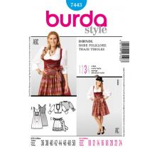 Patron Burda 7443 Robe folklore du 36 au 50 - Burda - Mondial Tissus