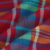 Tissu madras carreaux rectangle rouge - Mondial Tissus