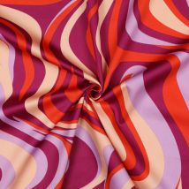 Tissu satin coton vague seventies orange et rose - Poppy Fabrics - Poppy Fabrics - Mondial Tissus