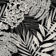 Tissu velours noir fougères fantasy - Mondial Tissus