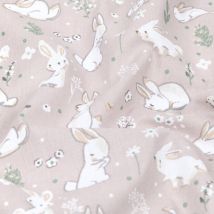 Toile coton imprimée petit lapin naturel - Mondial Tissus