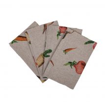 Lot de 4 serviettes de tables effet lin legumes - MT - Mondial Tissus
