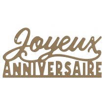 Décoration en bois joyeux anniversaire 31x16 cm - Bernette - Mondial Tissus